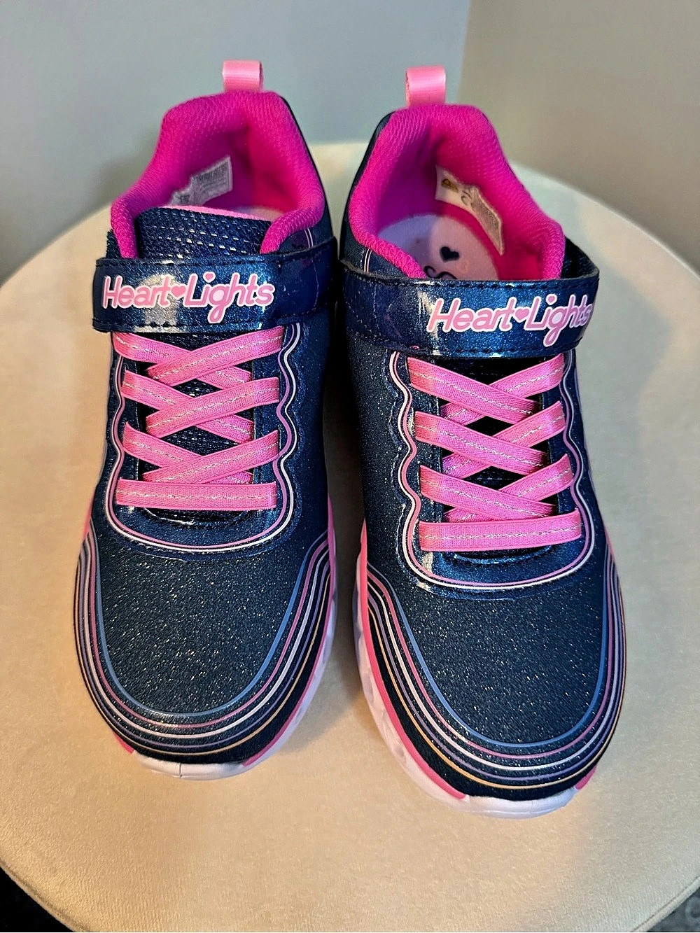 Skechers Heart Lights Light-Up Sneakers Blue & Pink Girls US 13